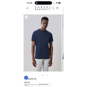 Robert Barakett Mens Navy Blue Crew Neck T Shirt XL 100% pima Cotton Blend